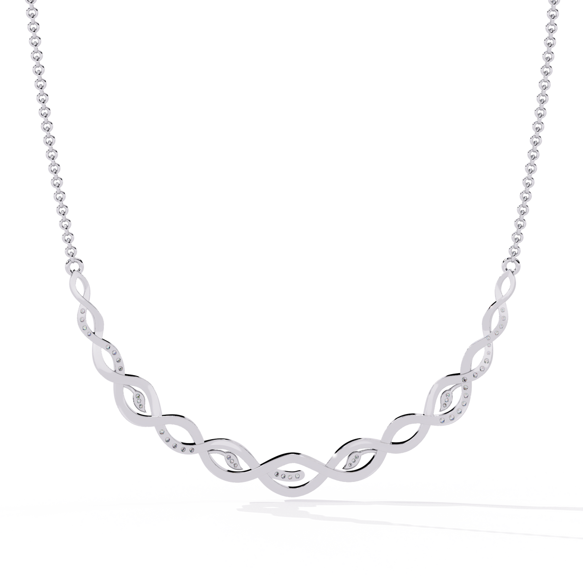Twisted Round Cut 14k Solid Gold Lab Grown And Natural Diamond Antique Minimalist Party Wear Diamond Necklace Gift For Her - HIGHCARAT DIAMONDS