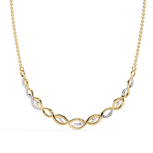 Twisted Round Cut 14k Solid Gold Lab Grown And Natural Diamond Antique Minimalist Party Wear Diamond Necklace Gift For Her - HIGHCARAT DIAMONDS