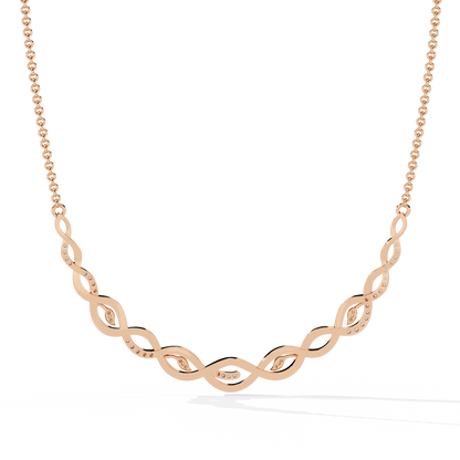 Twisted Round Cut 14k Solid Gold Lab Grown And Natural Diamond Antique Minimalist Party Wear Diamond Necklace Gift For Her - HIGHCARAT DIAMONDS
