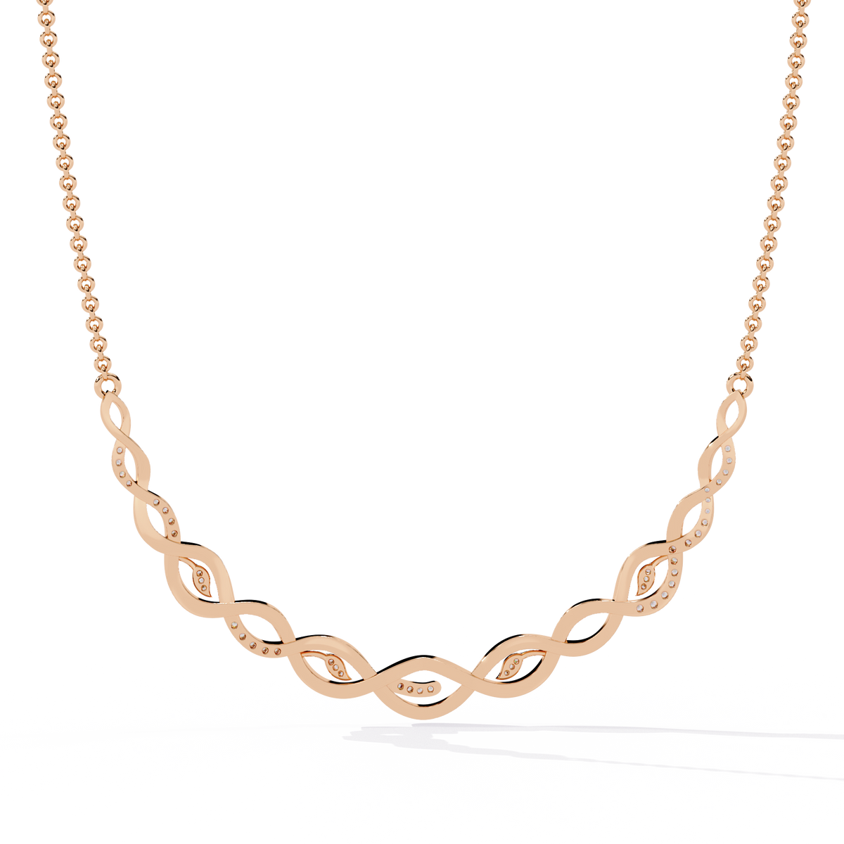 Twisted Round Cut 14k Solid Gold Lab Grown And Natural Diamond Antique Minimalist Party Wear Diamond Necklace Gift For Her - HIGHCARAT DIAMONDS