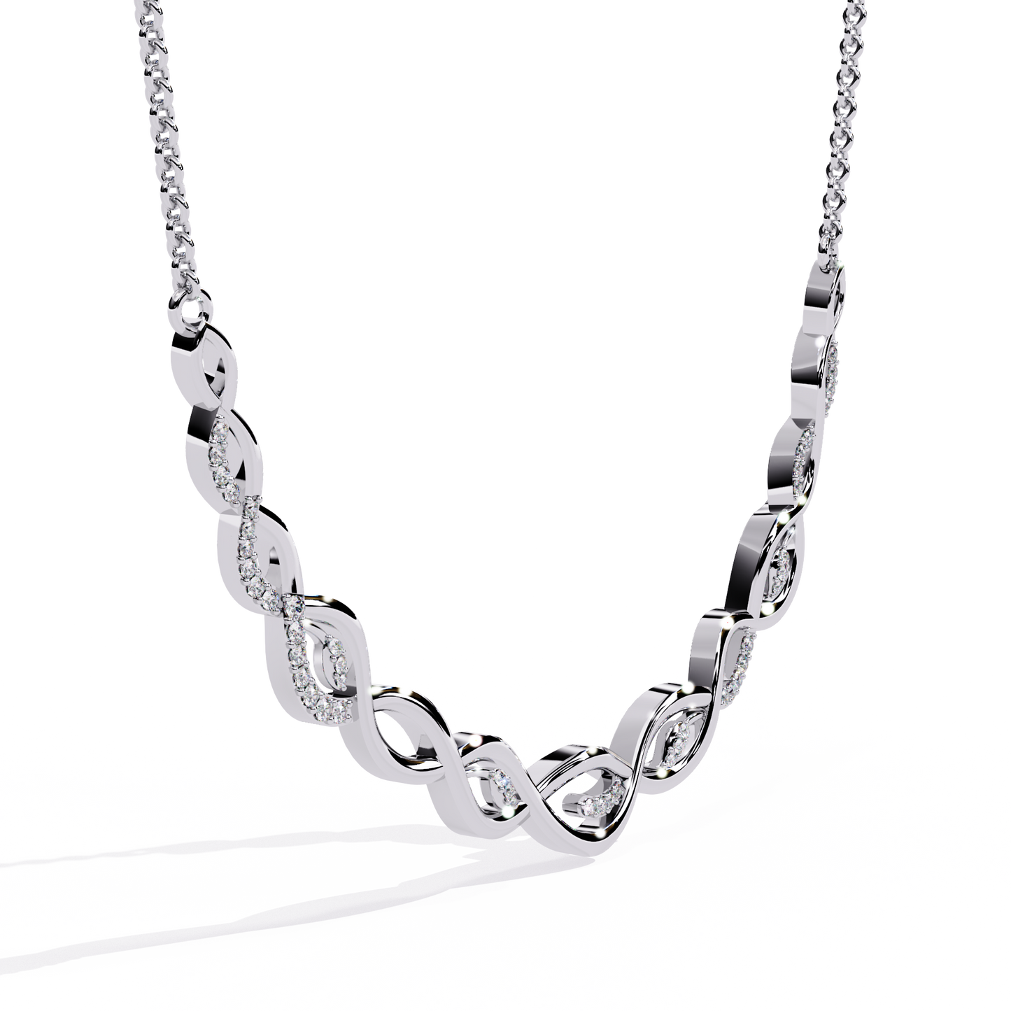 Twisted Round Cut 14k Solid Gold Lab Grown And Natural Diamond Antique Minimalist Party Wear Diamond Necklace Gift For Her - HIGHCARAT DIAMONDS