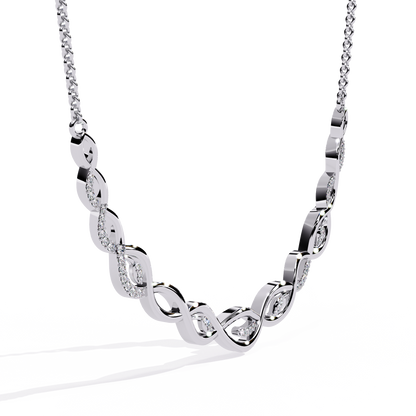 Twisted Round Cut 14k Solid Gold Lab Grown And Natural Diamond Antique Minimalist Party Wear Diamond Necklace Gift For Her - HIGHCARAT DIAMONDS
