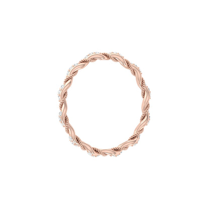 Twisted Round Cut Band Ring for Her 14KT Solid Gold Everyday Wear In Lab Or Natural Diamonds - HIGHCARAT DIAMONDS