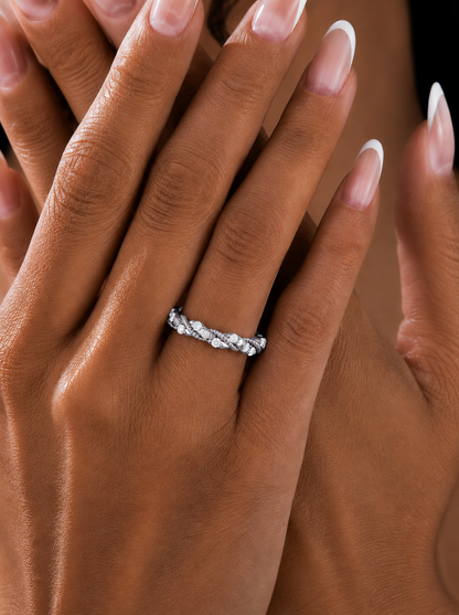 Twisted Round Cut Band Ring for Her 14KT Solid Gold Everyday Wear In Lab Or Natural Diamonds - HIGHCARAT DIAMONDS