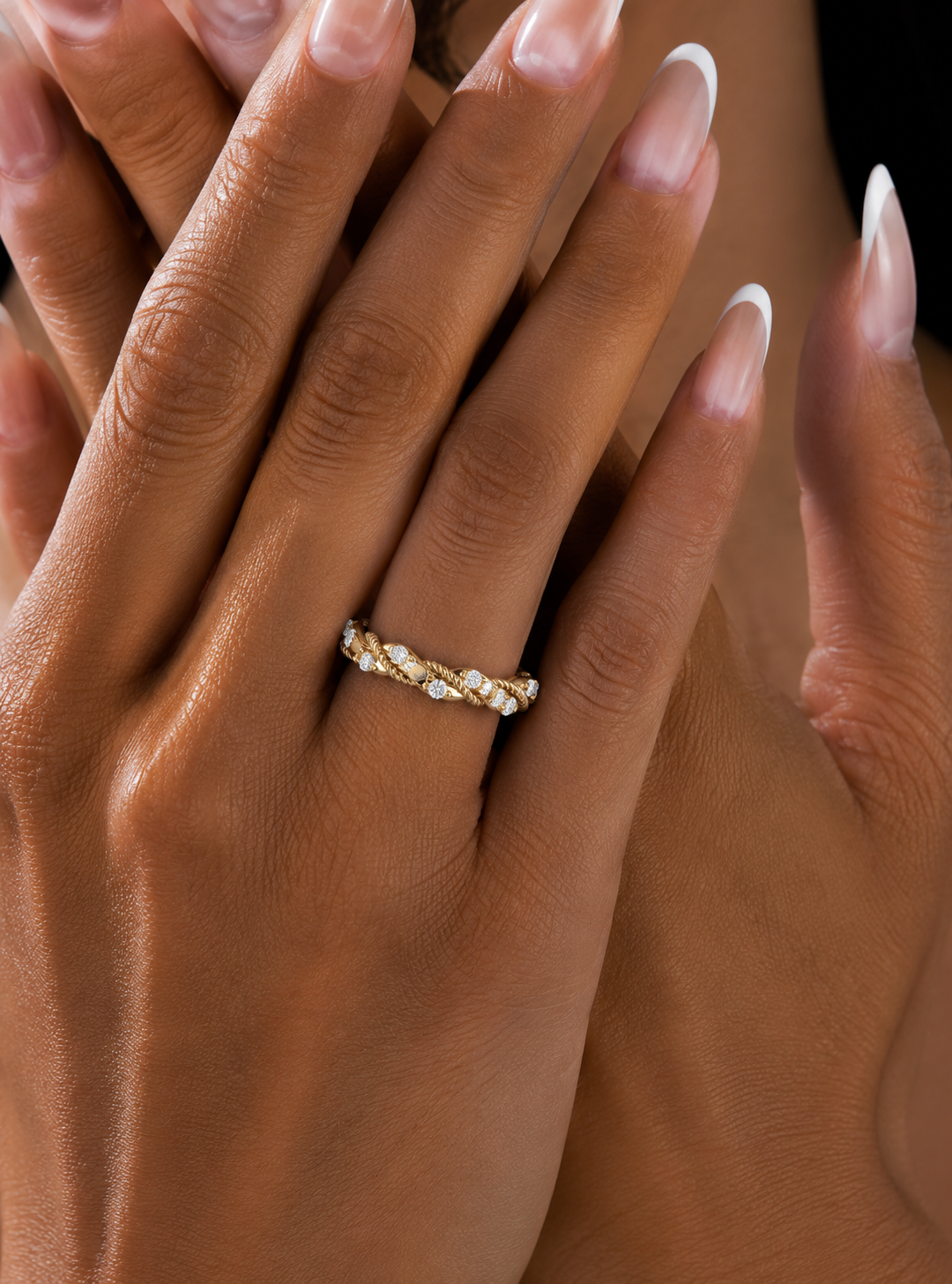 Twisted Round Cut Band Ring for Her 14KT Solid Gold Everyday Wear In Lab Or Natural Diamonds - HIGHCARAT DIAMONDS