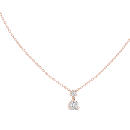 Round Shape Lab Grown Diamond Two Stone Solitaire Pendant For Womens - HIGHCARAT DIAMONDS