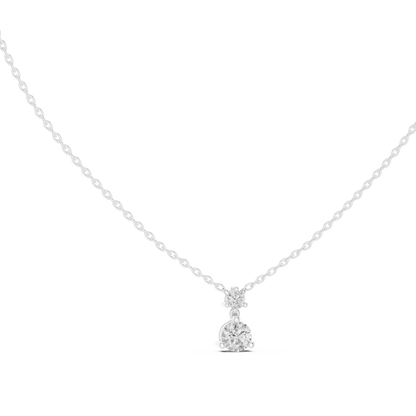 Round Shape Lab Grown Diamond Two Stone Solitaire Pendant For Womens - HIGHCARAT DIAMONDS