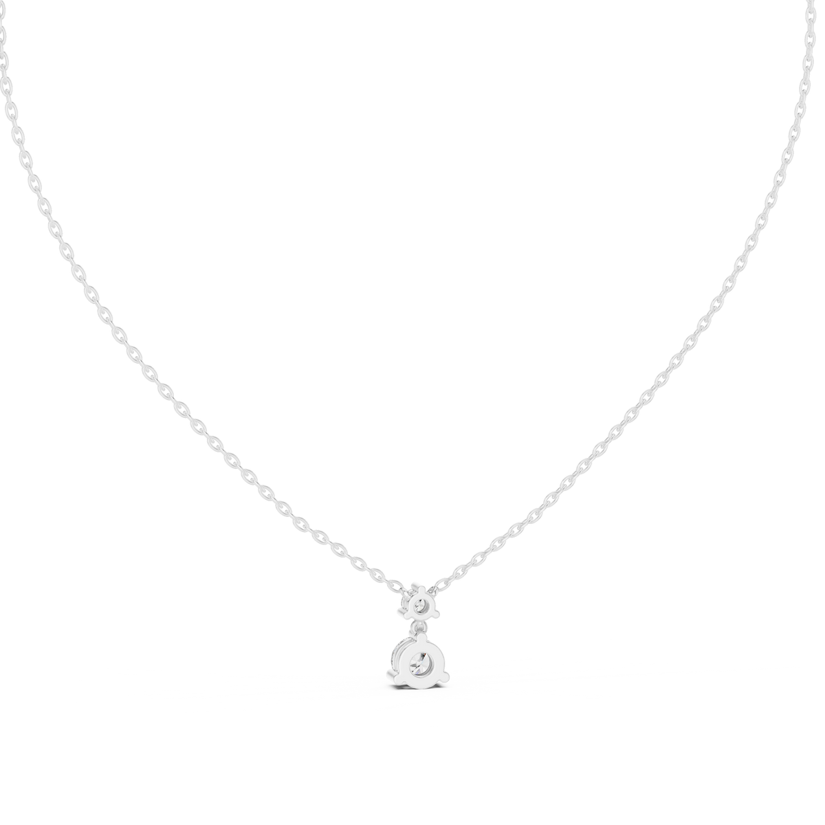 Round Shape Lab Grown Diamond Two Stone Solitaire Pendant For Womens - HIGHCARAT DIAMONDS