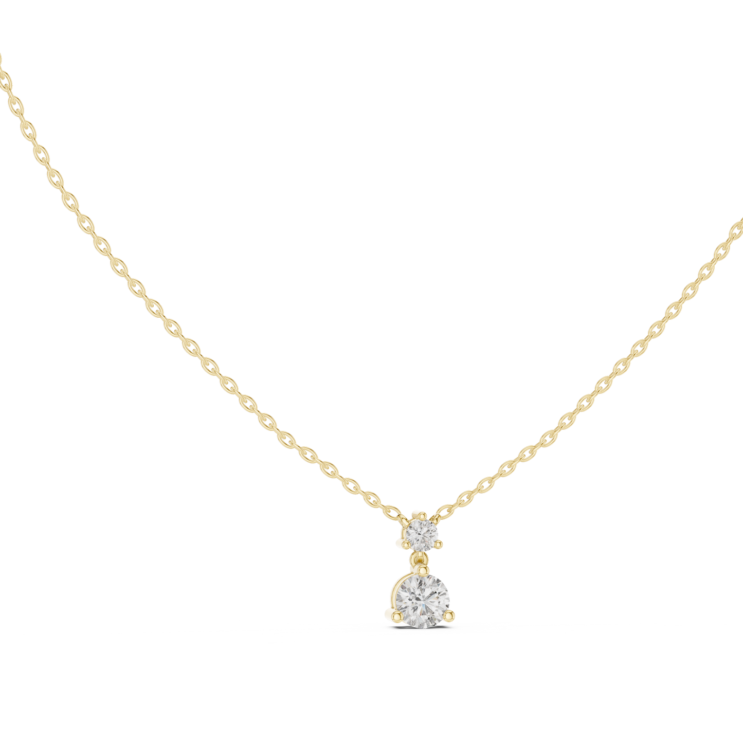 Round Shape Lab Grown Diamond Two Stone Solitaire Pendant For Womens - HIGHCARAT DIAMONDS