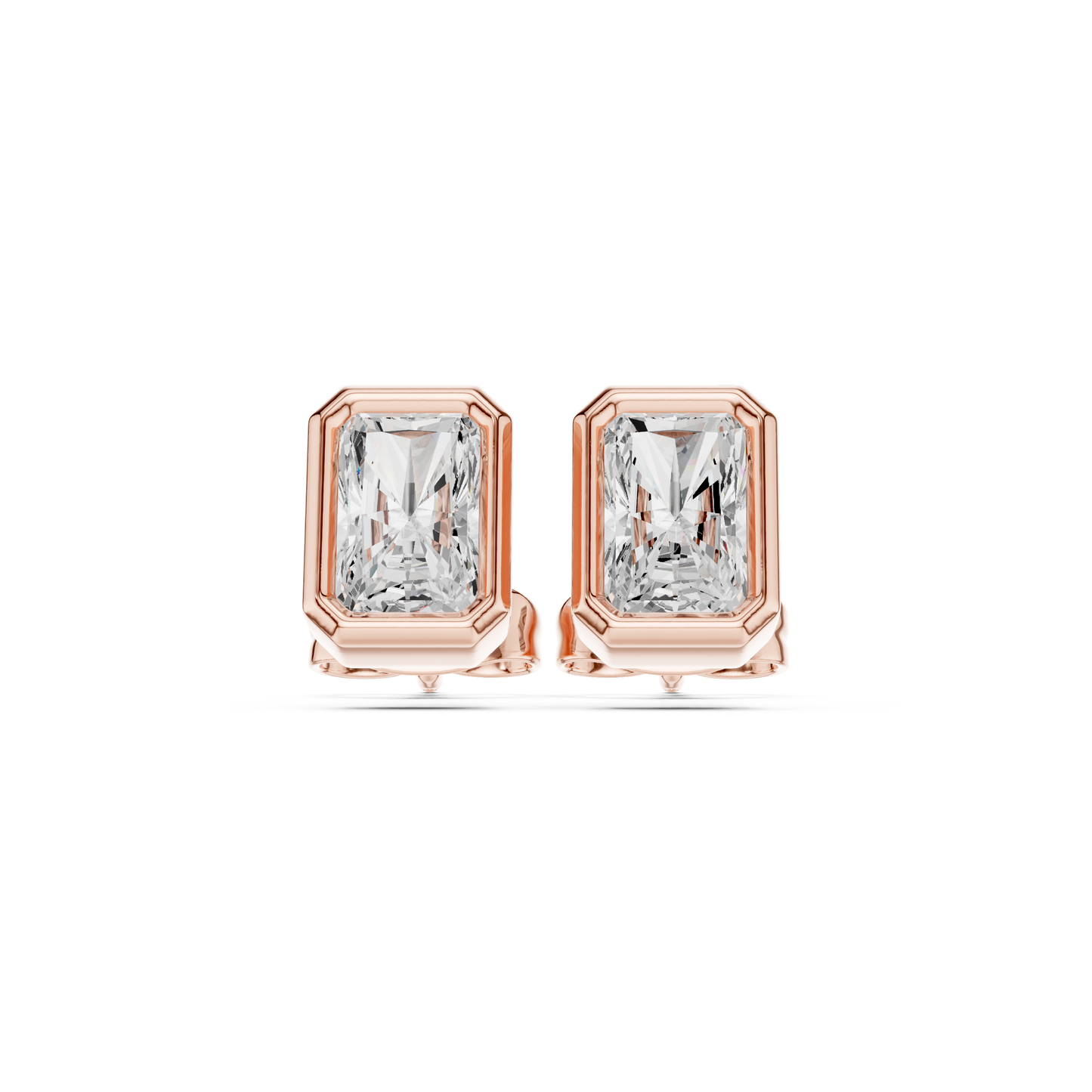 Unique 1.00CT Radiant Cut Lab Grown Diamond Vintage Handmade Bezel Set Stud Earring Gift For Her - HIGHCARAT DIAMONDS