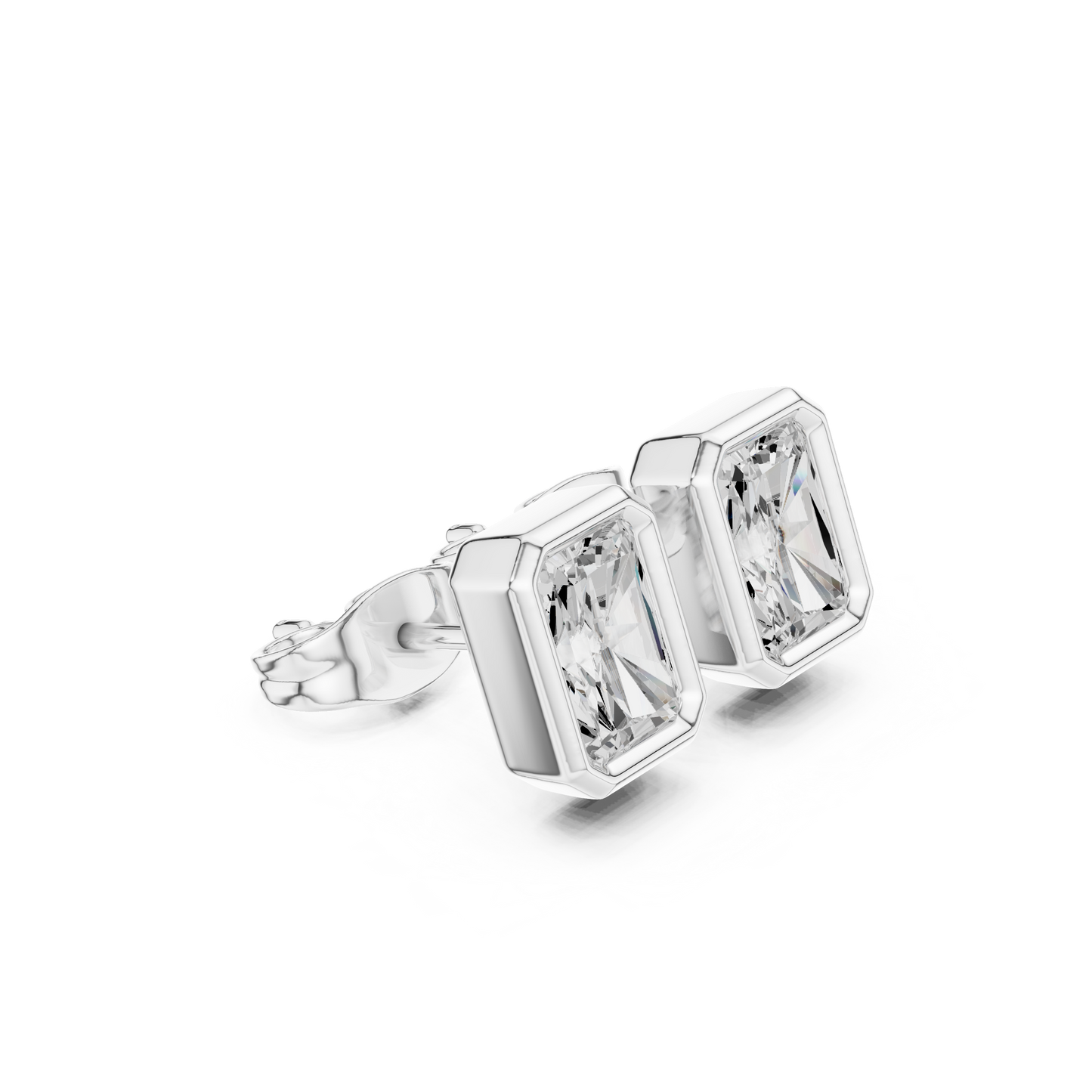 Unique 1.00CT Radiant Cut Lab Grown Diamond Vintage Handmade Bezel Set Stud Earring Gift For Her - HIGHCARAT DIAMONDS