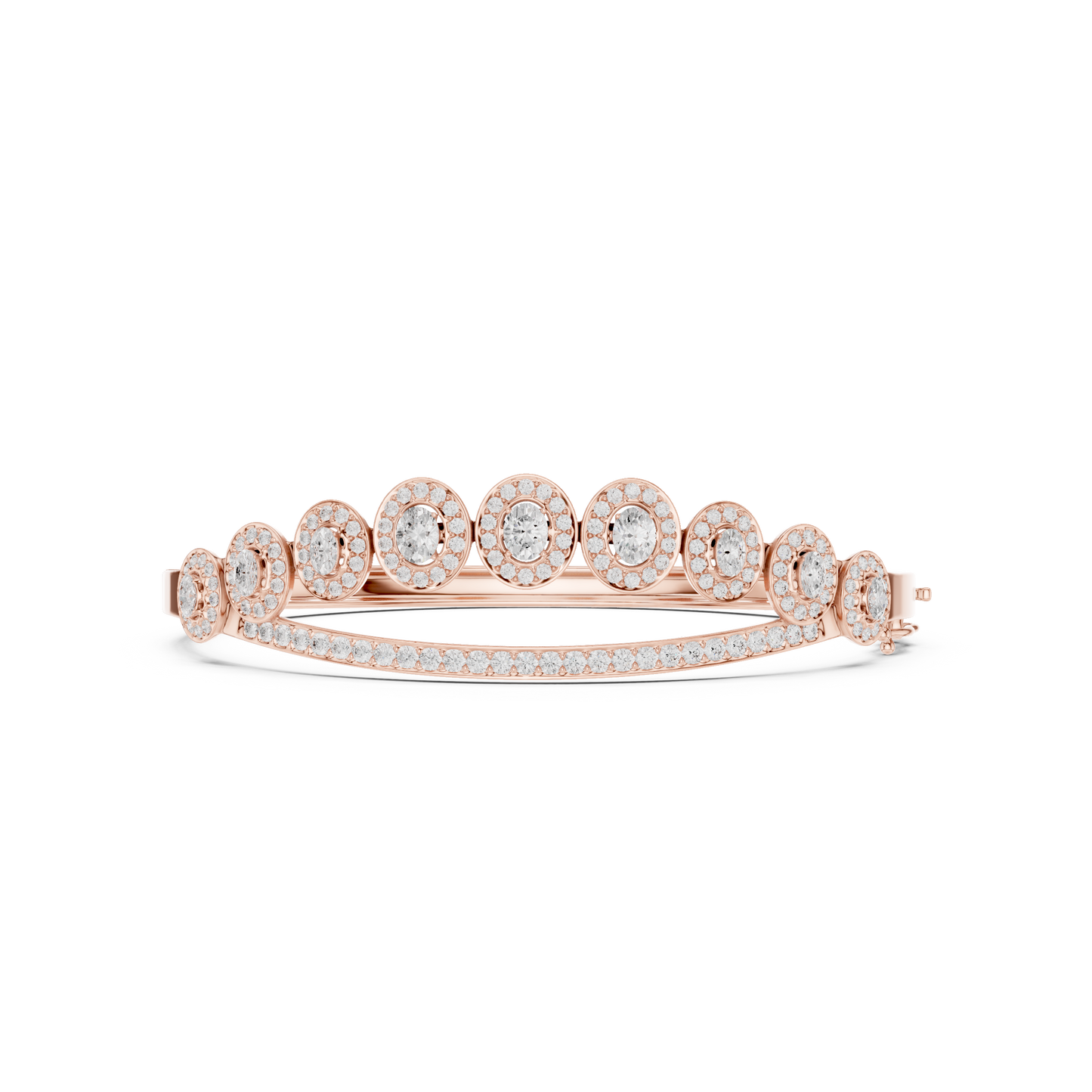 Unique 2.82CT Oval & Round Cut Lab Grown Diamond Halo Wedding Bracelet - HIGHCARAT DIAMONDS