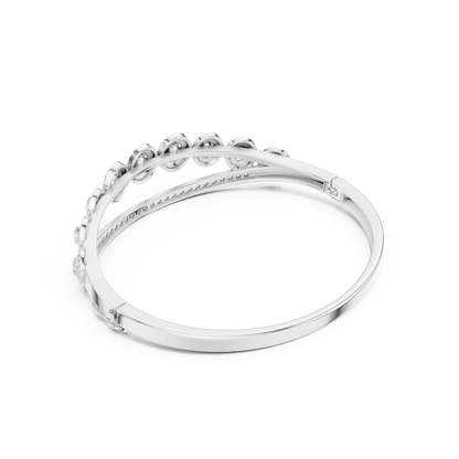 Unique 2.82CT Oval & Round Cut Lab Grown Diamond Halo Wedding Bracelet - HIGHCARAT DIAMONDS