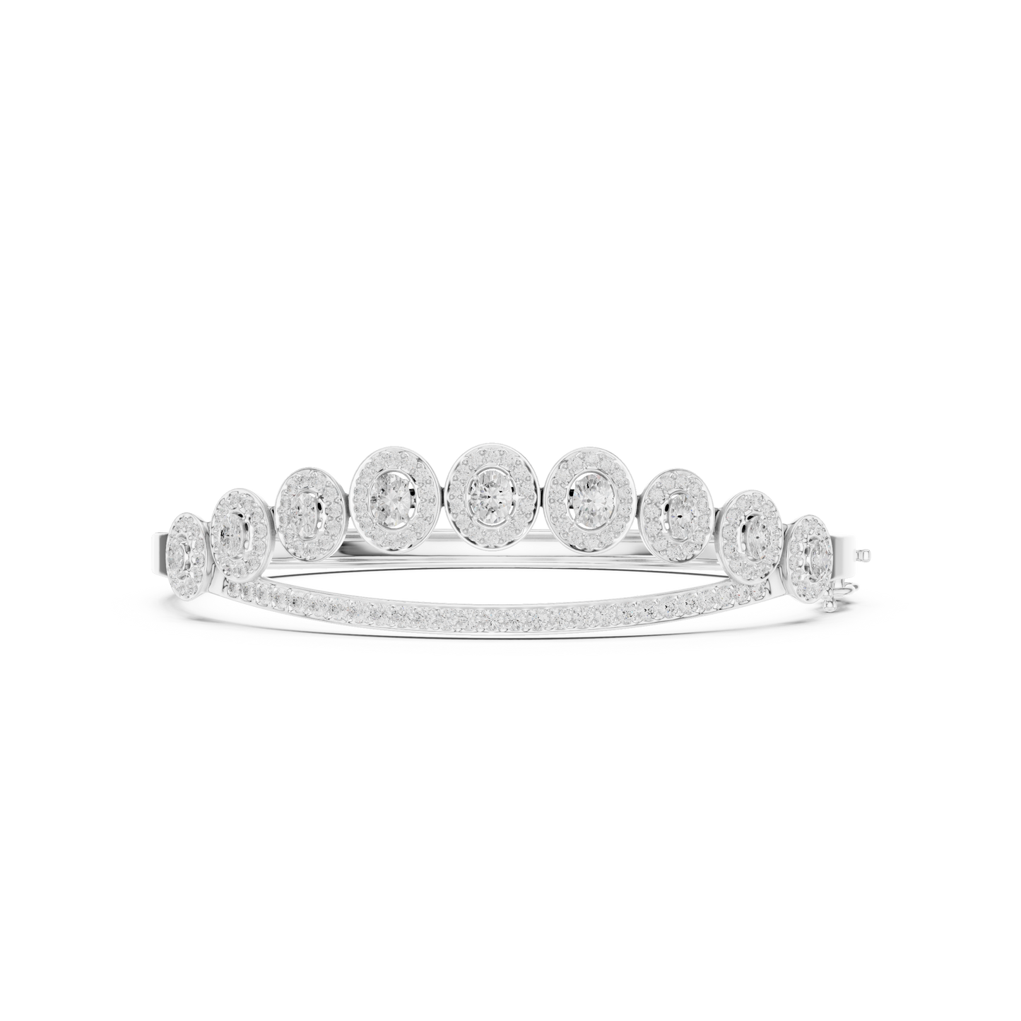 Unique 2.82CT Oval & Round Cut Lab Grown Diamond Halo Wedding Bracelet - HIGHCARAT DIAMONDS