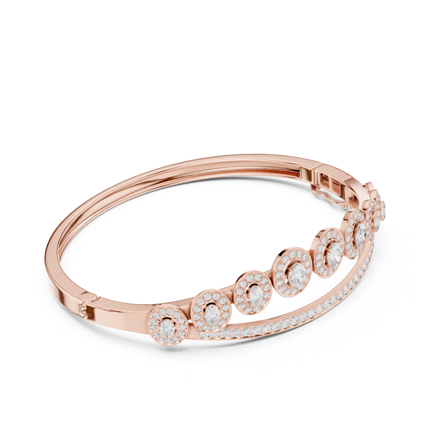 Unique 2.82CT Oval & Round Cut Lab Grown Diamond Halo Wedding Bracelet - HIGHCARAT DIAMONDS