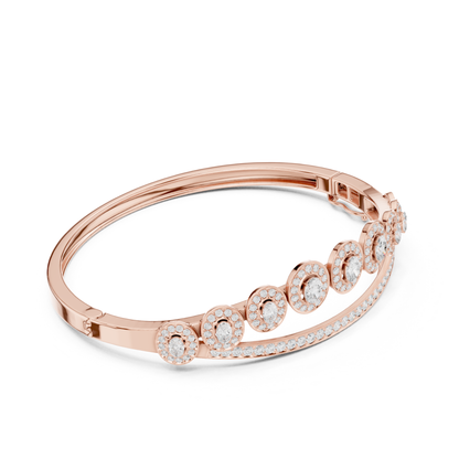Unique 2.82CT Oval & Round Cut Lab Grown Diamond Halo Wedding Bracelet - HIGHCARAT DIAMONDS