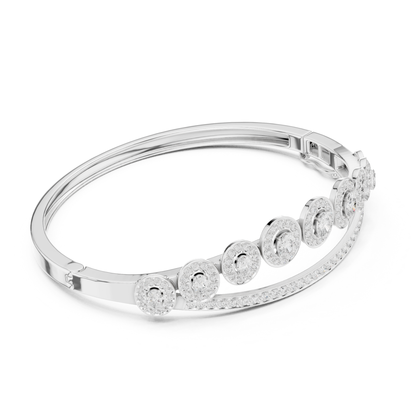 Unique 2.82CT Oval & Round Cut Lab Grown Diamond Halo Wedding Bracelet - HIGHCARAT DIAMONDS