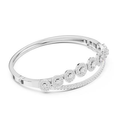 Unique 2.82CT Oval & Round Cut Lab Grown Diamond Halo Wedding Bracelet - HIGHCARAT DIAMONDS