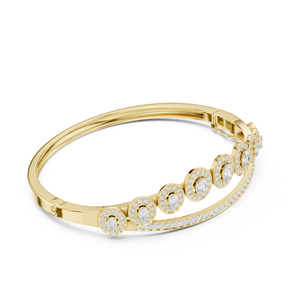 Unique 2.82CT Oval & Round Cut Lab Grown Diamond Halo Wedding Bracelet - HIGHCARAT DIAMONDS