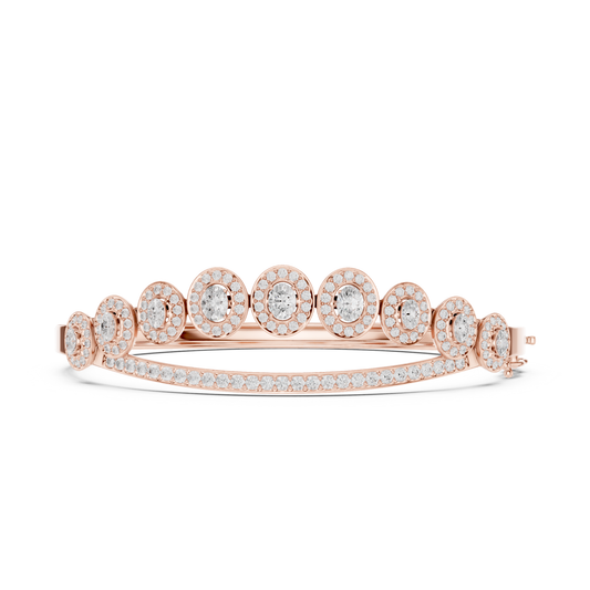 Unique 2.82CT Oval & Round Cut Lab Grown Diamond Halo Wedding Bracelet - HIGHCARAT DIAMONDS