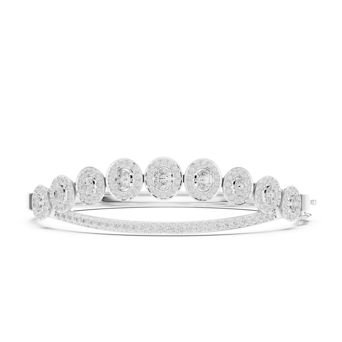 Unique 2.82CT Oval & Round Cut Lab Grown Diamond Halo Wedding Bracelet - HIGHCARAT DIAMONDS