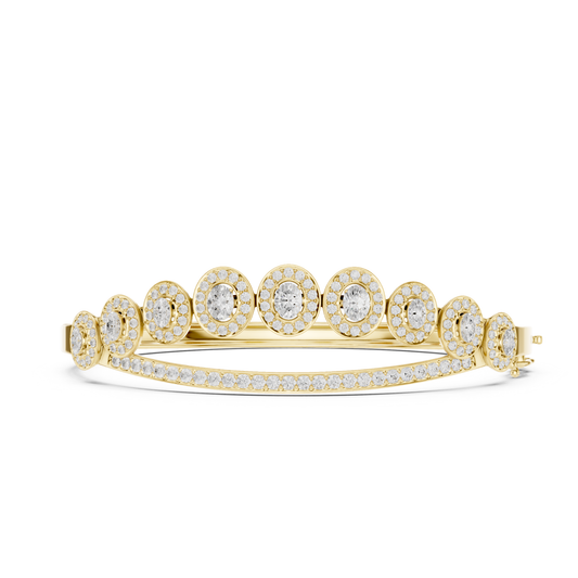 Unique 2.82CT Oval & Round Cut Lab Grown Diamond Halo Wedding Bracelet - HIGHCARAT DIAMONDS