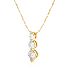 Unique Bezel Set Diamond Pendant Three Stone Round Lab Grown Necklace In 18K Solid Gold - HIGHCARAT DIAMONDS