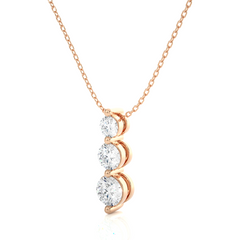 Unique Bezel Set Diamond Pendant Three Stone Round Lab Grown Necklace In 18K Solid Gold - HIGHCARAT DIAMONDS