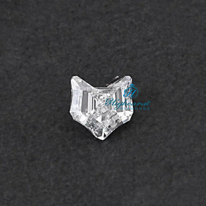 Cat Face Shape Lab Grown Diamond with detailed ears and reflective facet pattern
