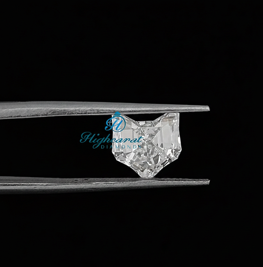 Unique Face Cat Shape Lab Grown Diamond featuring custom feline contours and precision faceting