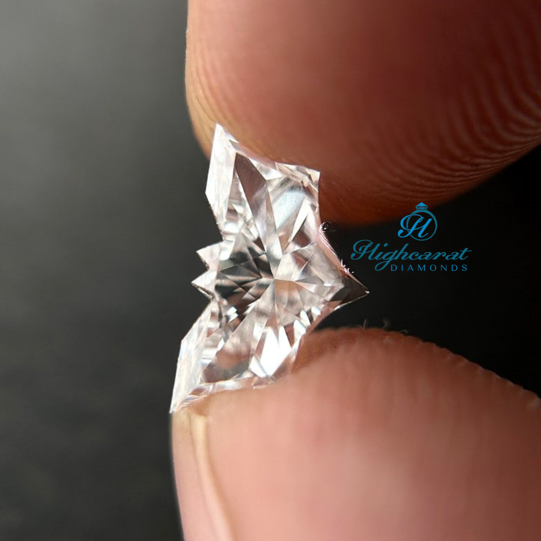 Bat Shape Lab Grown Diamond with precision cut facets and distinctive silhouette design