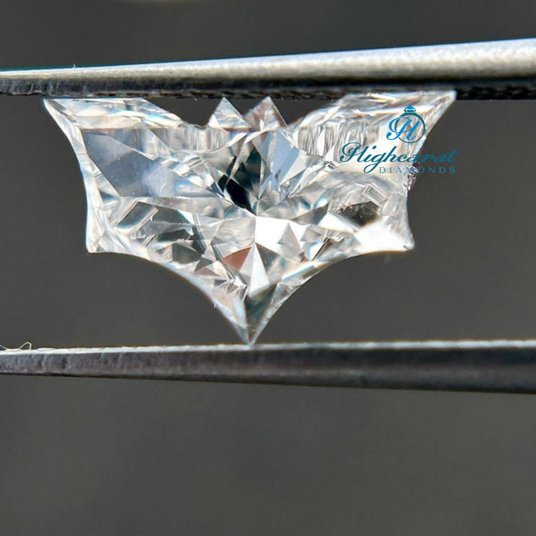 Loose Bat Cut Diamond showcasing symmetrical wings and bright light reflection