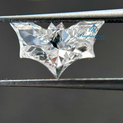 Loose Bat Cut Diamond showcasing symmetrical wings and bright light reflection