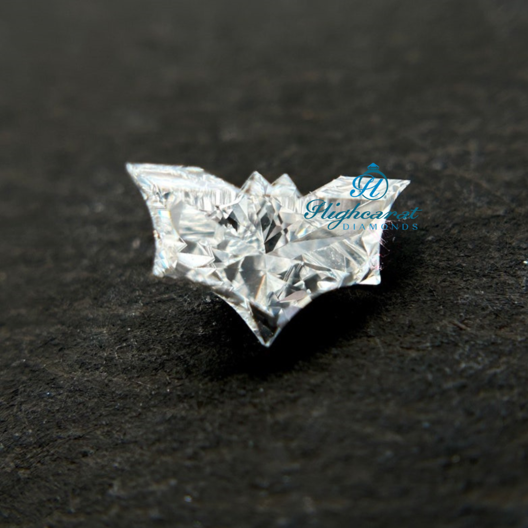Certified Bat Shape Lab Grown Diamond featuring detailed wing structure and clarity