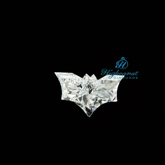Unique Fancy Cut Bat Shape Lab Grown Diamond featuring detailed wing contours and custom faceting