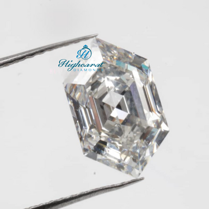 High Clarity Unique Hexagon Lab Grown Diamond with crisp edges and refined faceting