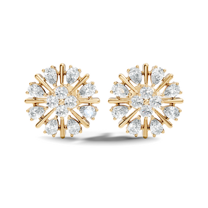 2.32 Ct Sparkling Round Style Round & Pear Shape Natural-Lab Grown Diamond Esthetical Party Wear Diamond Earrings For Women - HIGHCARAT DIAMONDS
