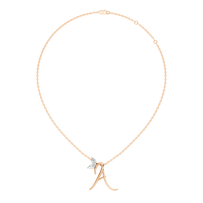Unique Marquise Cut Diamond Pendant In 14K Solid Gold Personalized A Letter Jewelry