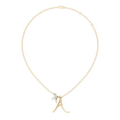 Unique Marquise Cut Diamond Pendant In 14K Solid Gold Personalized A Letter Jewelry