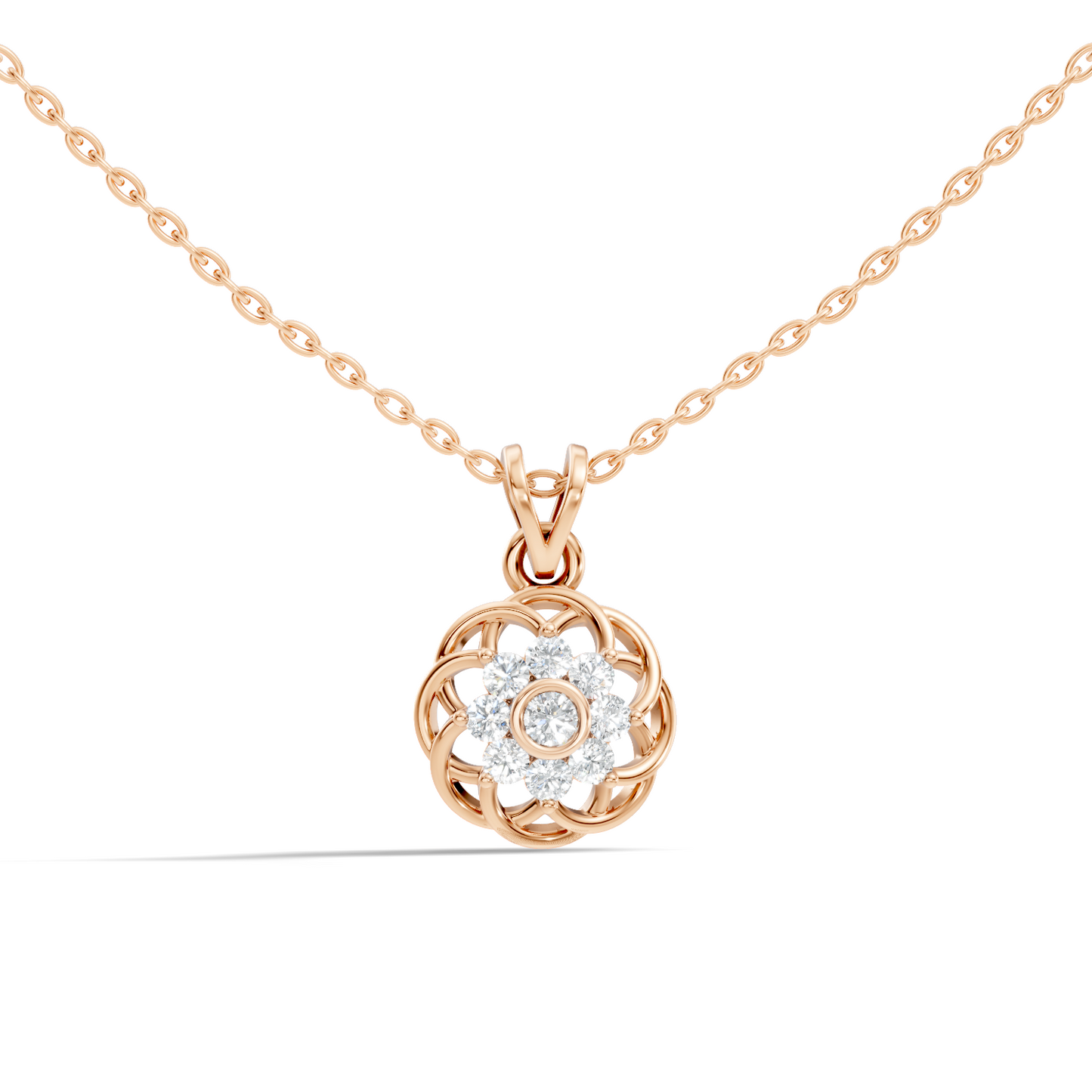 Unique Round Cut Diamond Pendant In 14K White Gold Customized Jewelry For Her