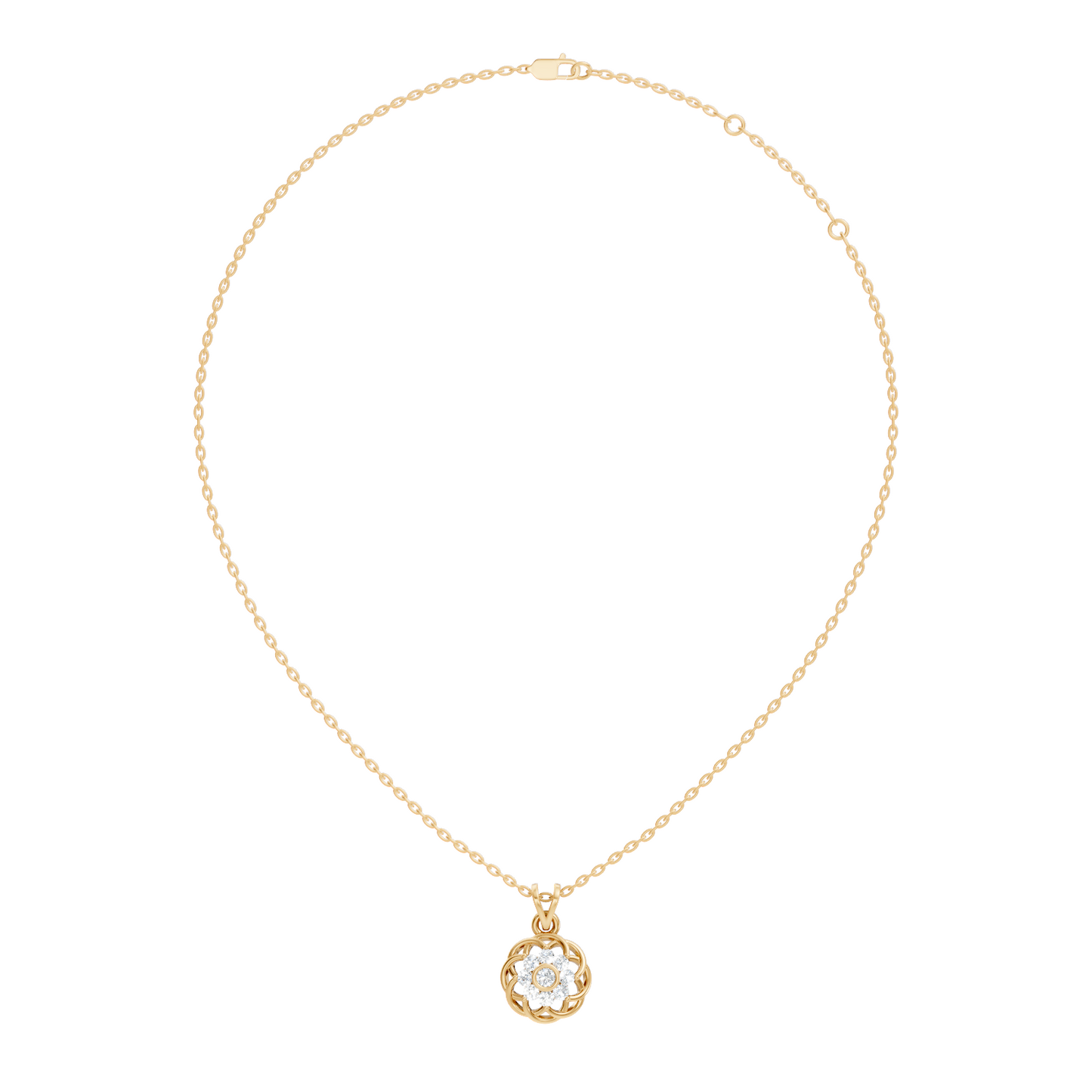 Unique Round Cut Diamond Pendant In 14K White Gold Customized Jewelry For Her