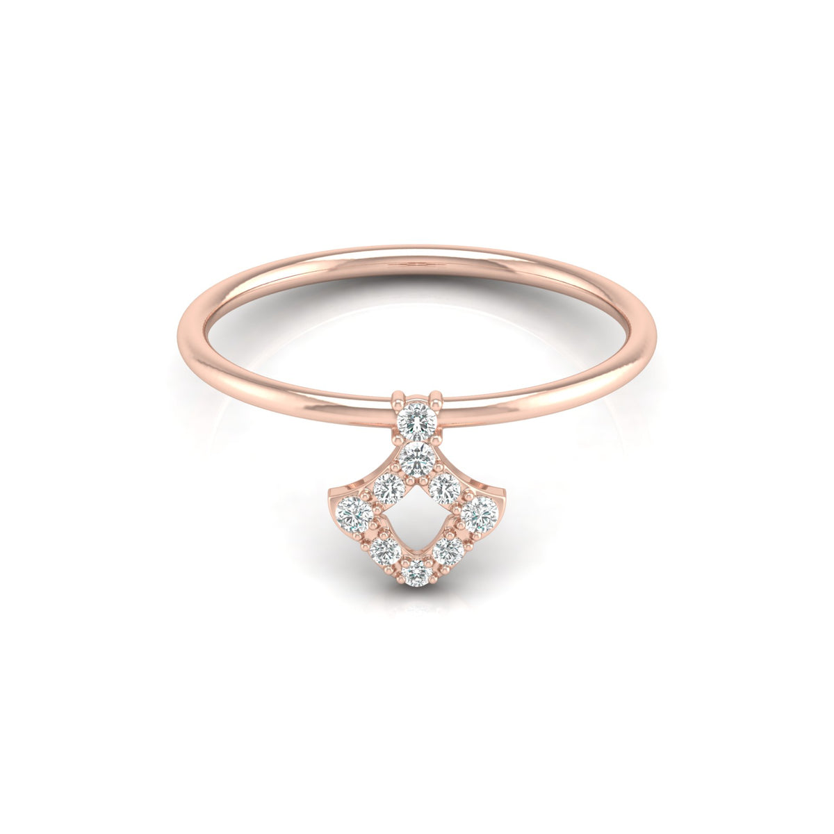 Unique Round Cut Diamond Ring For Her Modern Delicate In 14K gold Light & Stylish - HIGHCARAT DIAMONDS