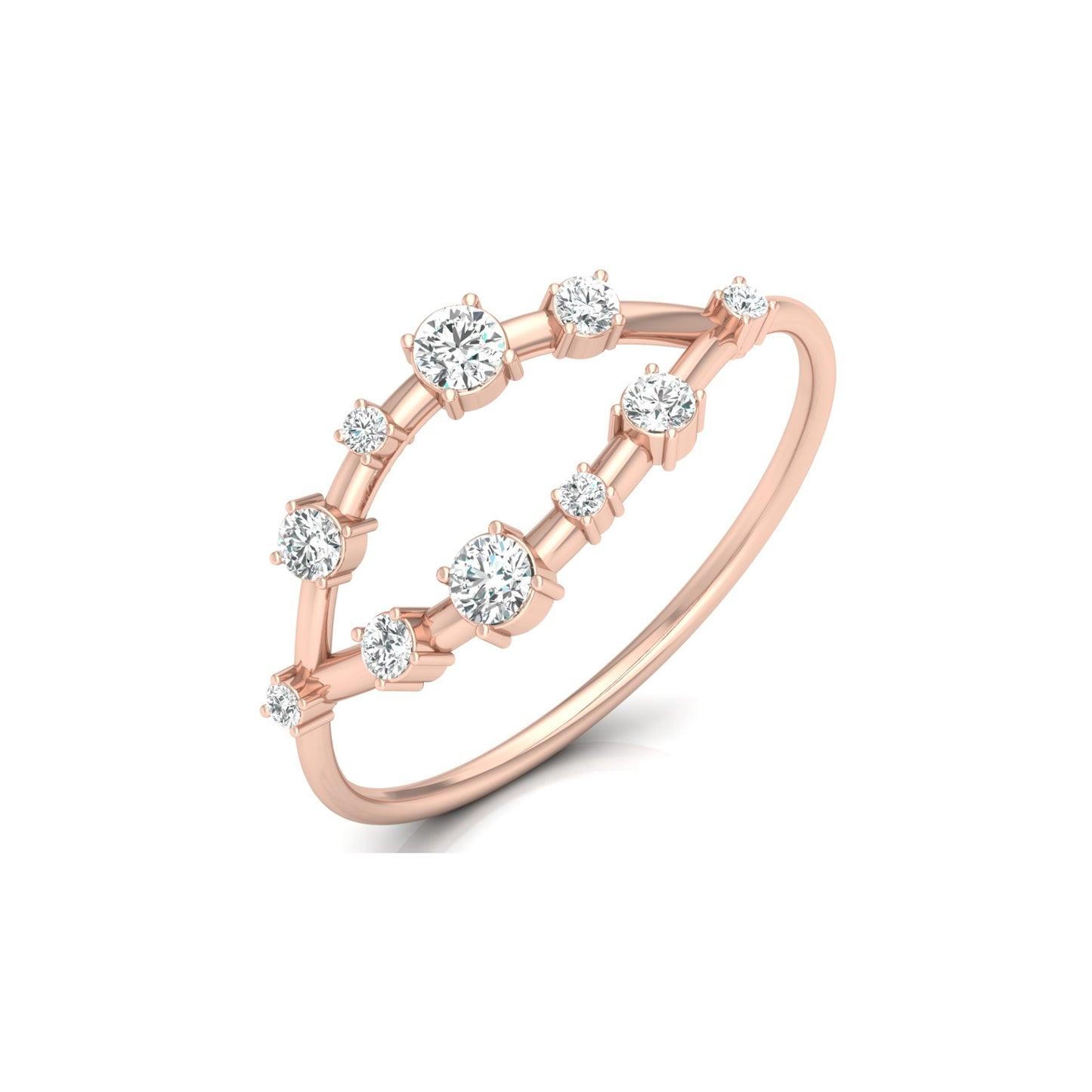 Unique Round Cut Diamond Wedding Band Elegant Thin Ring In 14K Solid Gold - HIGHCARAT DIAMONDS