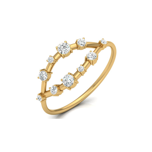 Unique Round Cut Diamond Wedding Band Elegant Thin Ring In 14K Solid Gold - HIGHCARAT DIAMONDS