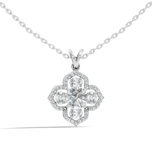 Elegant Round Lab-Grown Diamond Pendant In Colorless White Gold Perfect Gift - HIGHCARAT DIAMONDS