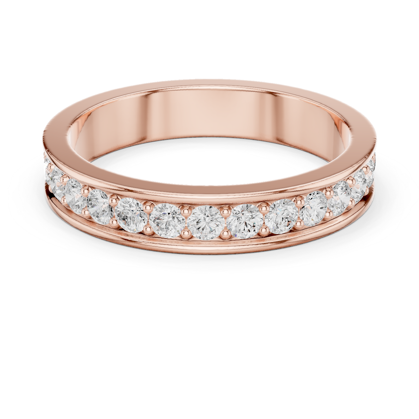 Unique Round Cut Lab Grown Diamond Channel Set Handcrafted Wedding Band - HIGHCARAT DIAMONDS