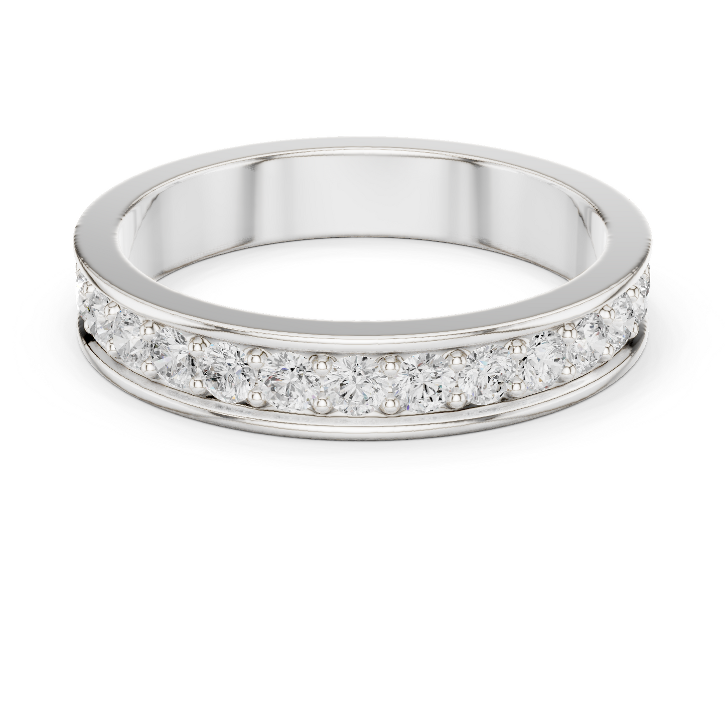 Unique Round Cut Lab Grown Diamond Channel Set Handcrafted Wedding Band - HIGHCARAT DIAMONDS