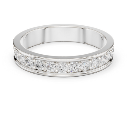 Unique Round Cut Lab Grown Diamond Channel Set Handcrafted Wedding Band - HIGHCARAT DIAMONDS