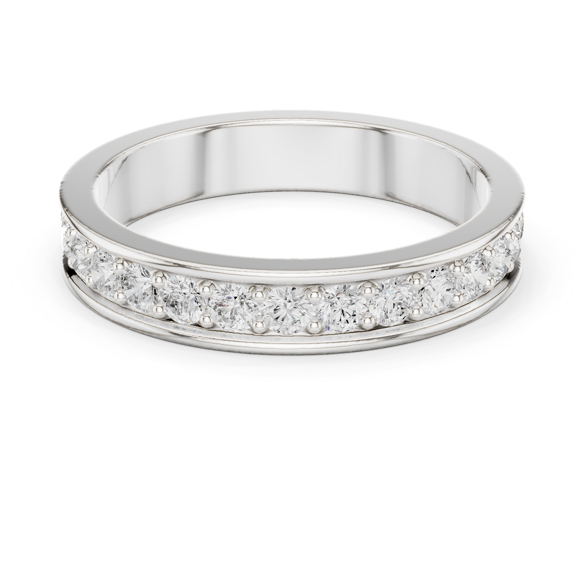 Unique Round Cut Lab Grown Diamond Channel Set Handcrafted Wedding Band - HIGHCARAT DIAMONDS