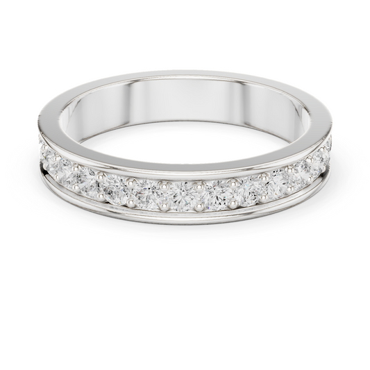 Unique Round Cut Lab Grown Diamond Channel Set Handcrafted Wedding Band - HIGHCARAT DIAMONDS